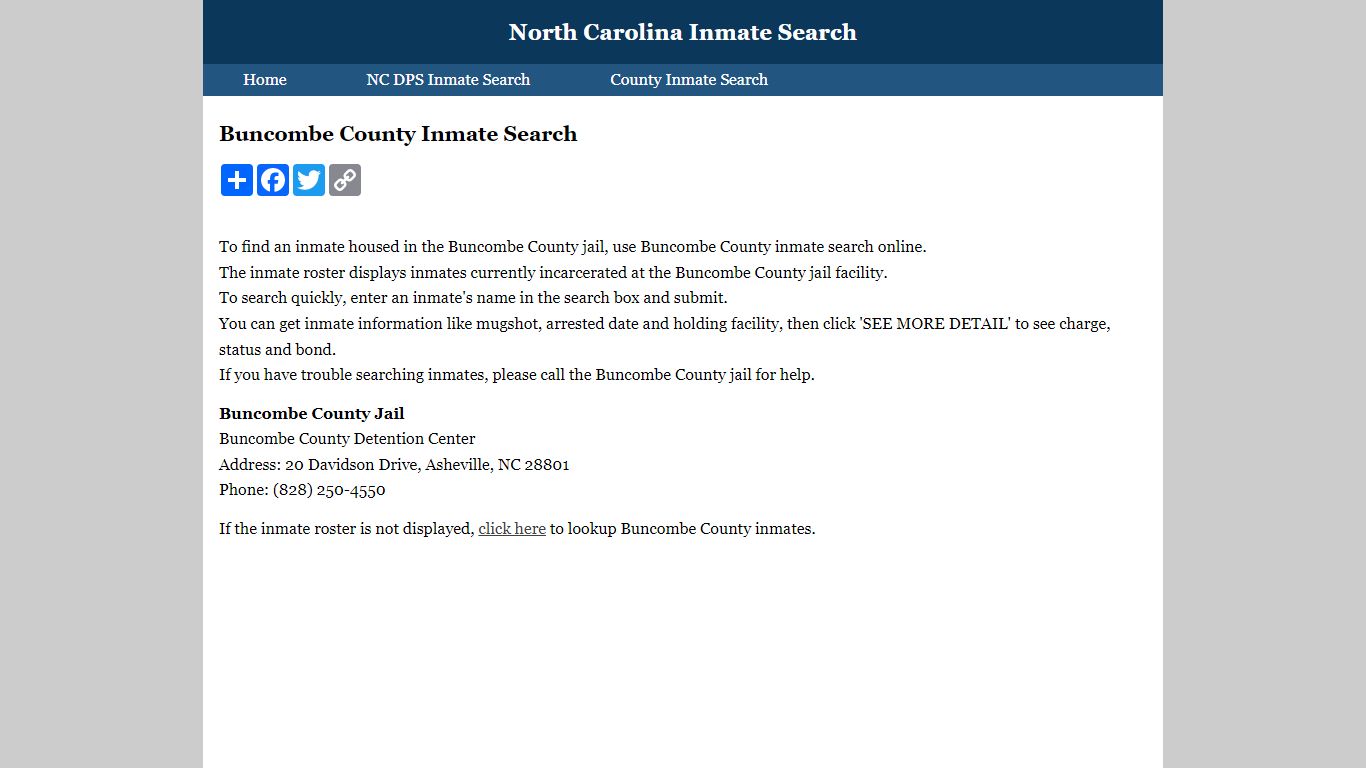 Buncombe County Inmate Search